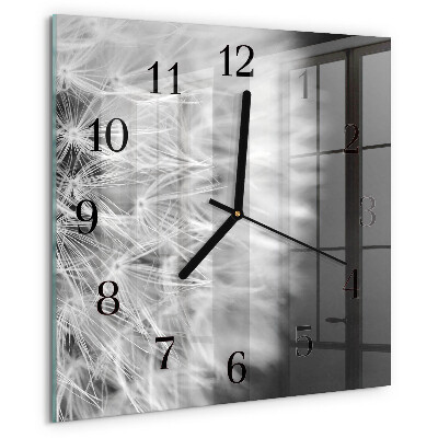 Wanduhr aus glas Löwenzahn