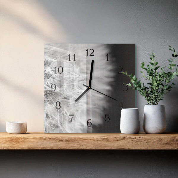 Wanduhr aus glas Löwenzahn