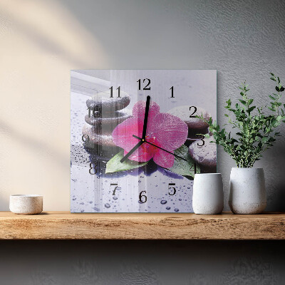 Wanduhr aus glas Orchidee