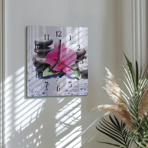 Wanduhr aus glas Orchidee