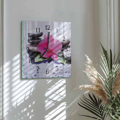 Wanduhr aus glas Orchidee
