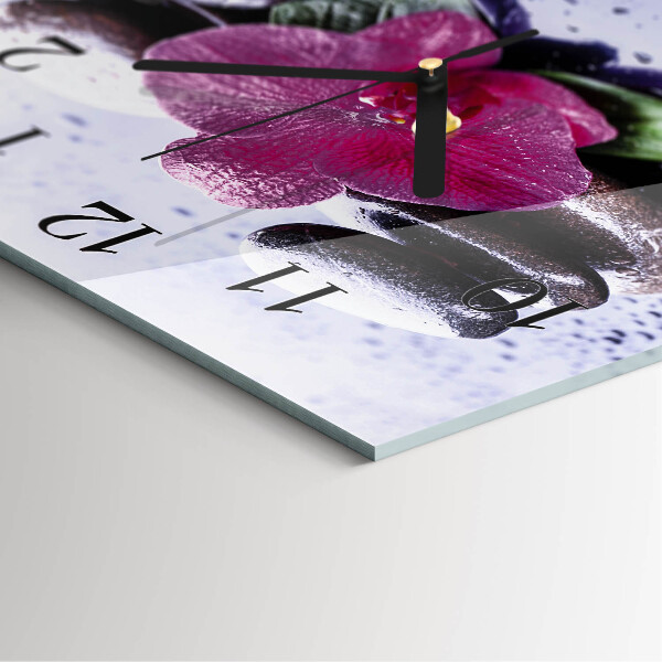 Wanduhr aus glas Orchidee