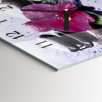 Wanduhr aus glas Orchidee