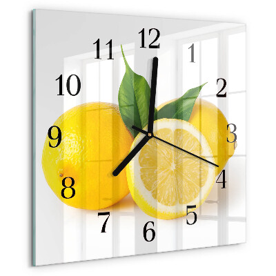 Wanduhr aus glas Zitronen