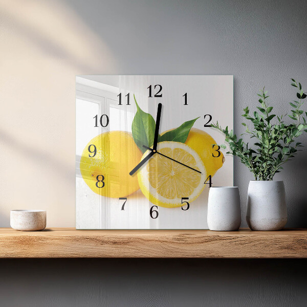 Wanduhr aus glas Zitronen