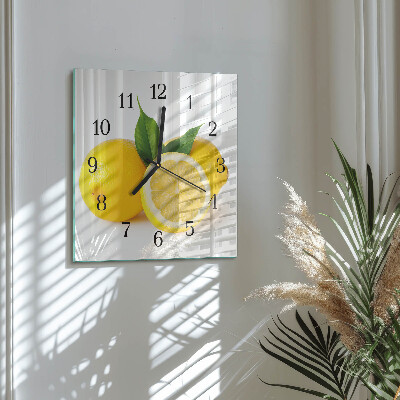 Wanduhr aus glas Zitronen