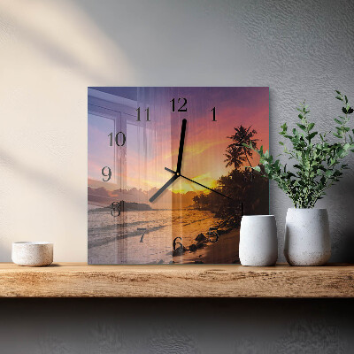 Wanduhr aus glas Sonnenuntergang