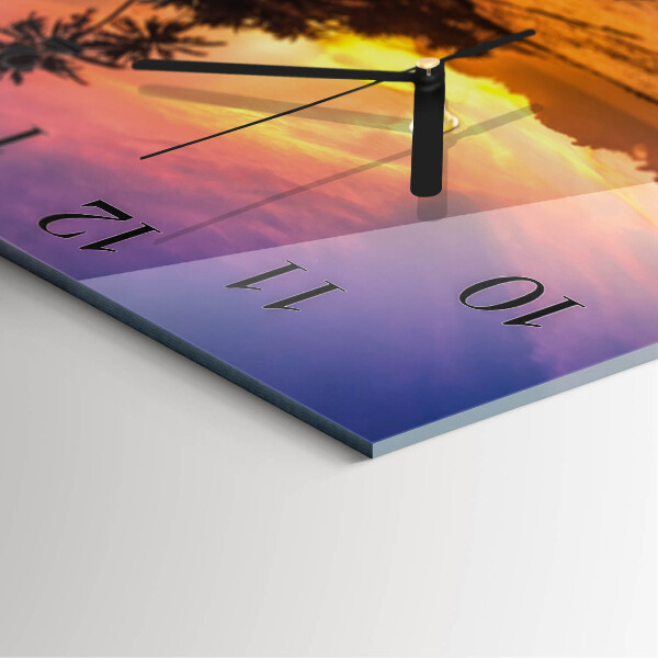 Wanduhr aus glas Sonnenuntergang
