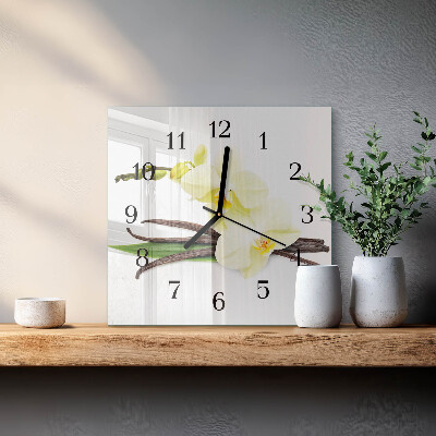 Wanduhr aus glas Vanilleorchidee