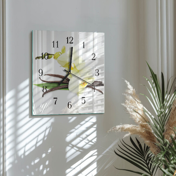 Wanduhr aus glas Vanilleorchidee