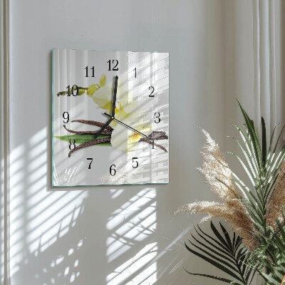 Wanduhr aus glas Vanilleorchidee
