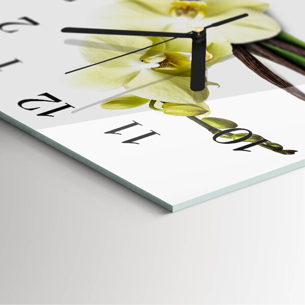 Wanduhr aus glas Vanilleorchidee