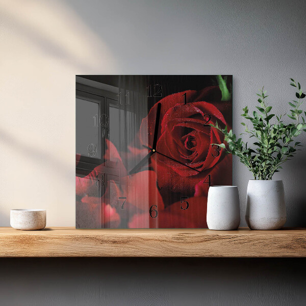 Wanduhr aus glas Rose