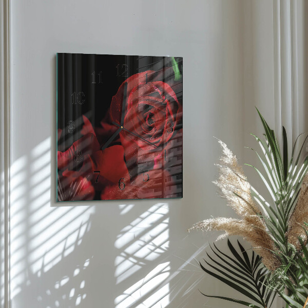 Wanduhr aus glas Rose