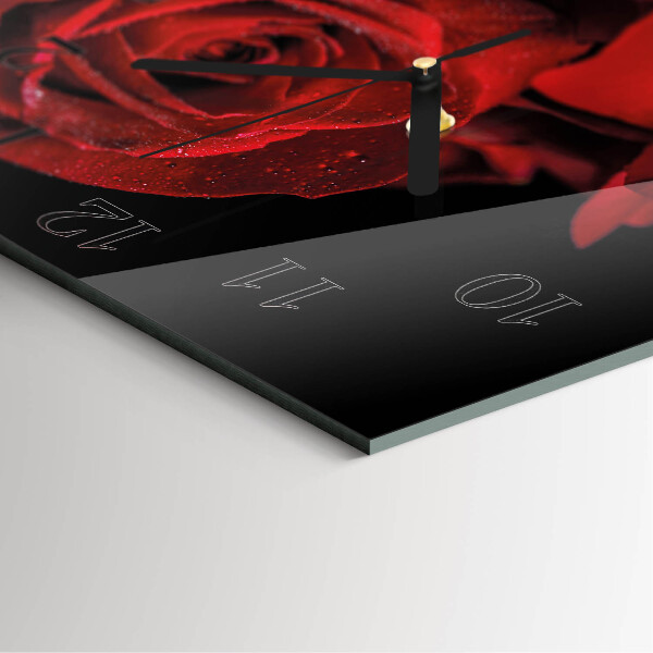 Wanduhr aus glas Rose