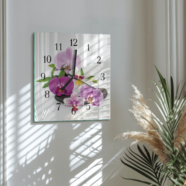 Wanduhr aus glas Orchidee