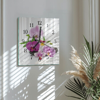 Wanduhr aus glas Orchidee