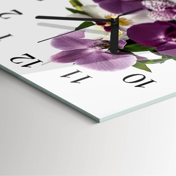 Wanduhr aus glas Orchidee