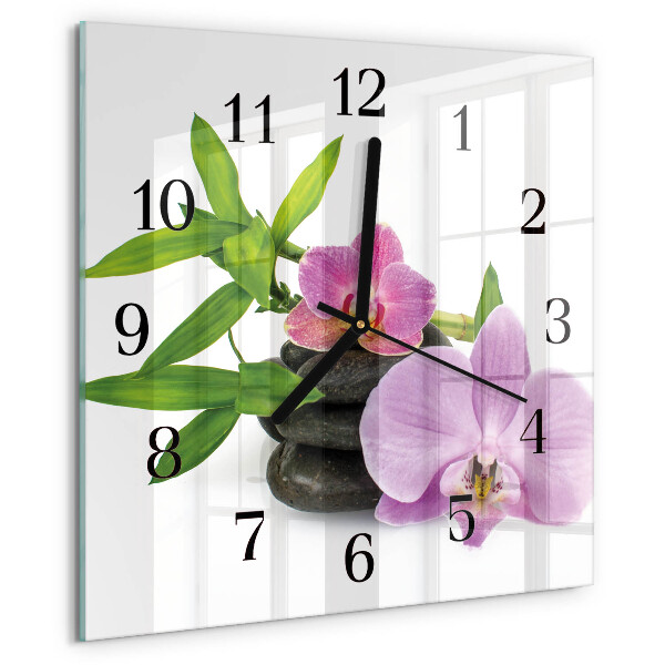 Wanduhr aus glas Orchidee