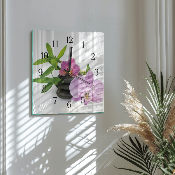 Wanduhr aus glas Orchidee