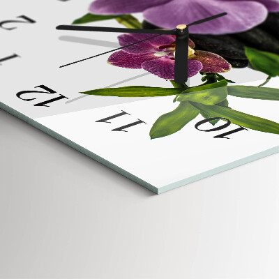 Wanduhr aus glas Orchidee