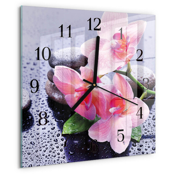 Wanduhr aus glas Orchidee