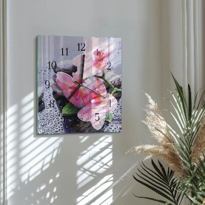Wanduhr aus glas Orchidee