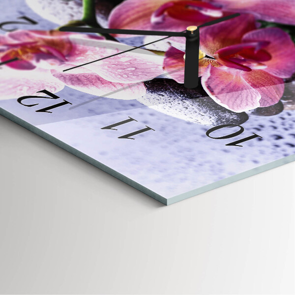 Wanduhr aus glas Orchidee