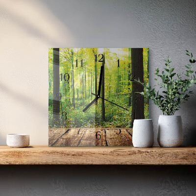 Wanduhr aus glas Wald