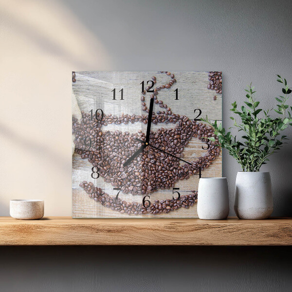 Wanduhr aus glas Kaffeebohnen