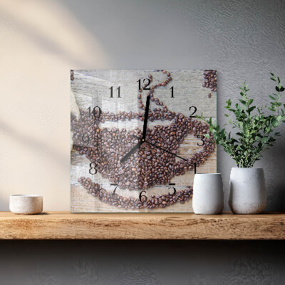 Wanduhr aus glas Kaffeebohnen