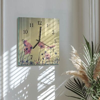 Wanduhr aus glas Blumen