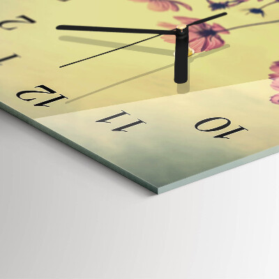 Wanduhr aus glas Blumen