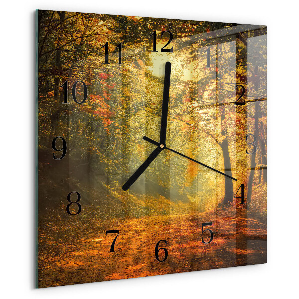 Wanduhr aus glas Herbst im Wald