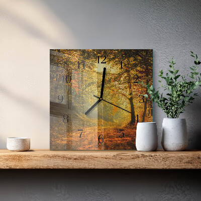 Wanduhr aus glas Herbst im Wald