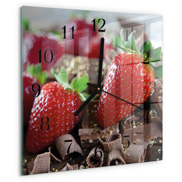 Wanduhr aus glas Erdbeeren