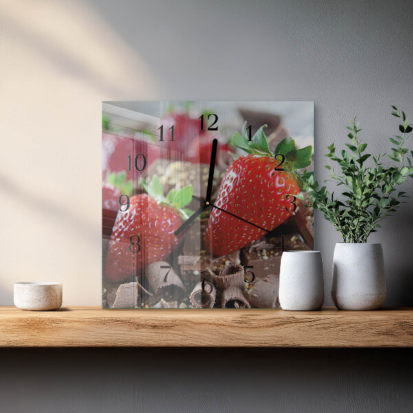 Wanduhr aus glas Erdbeeren