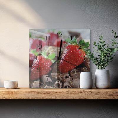 Wanduhr aus glas Erdbeeren