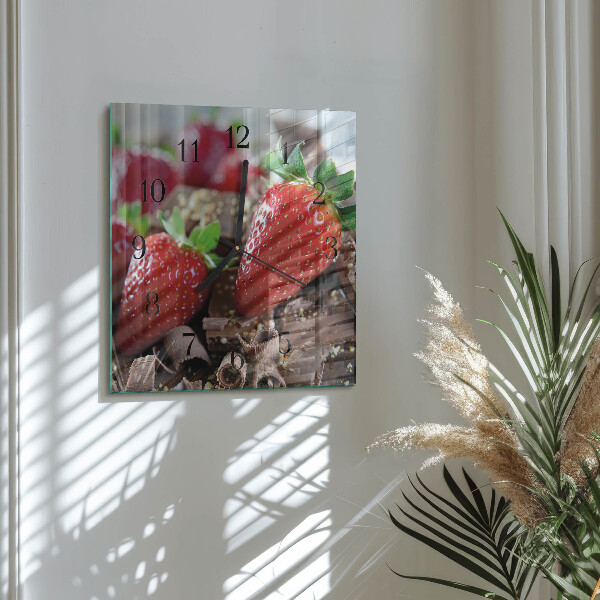 Wanduhr aus glas Erdbeeren