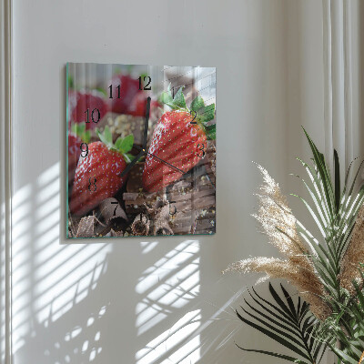Wanduhr aus glas Erdbeeren