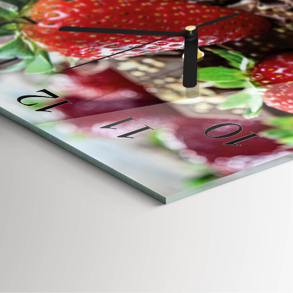 Wanduhr aus glas Erdbeeren