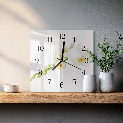 Wanduhr aus glas Orchidee