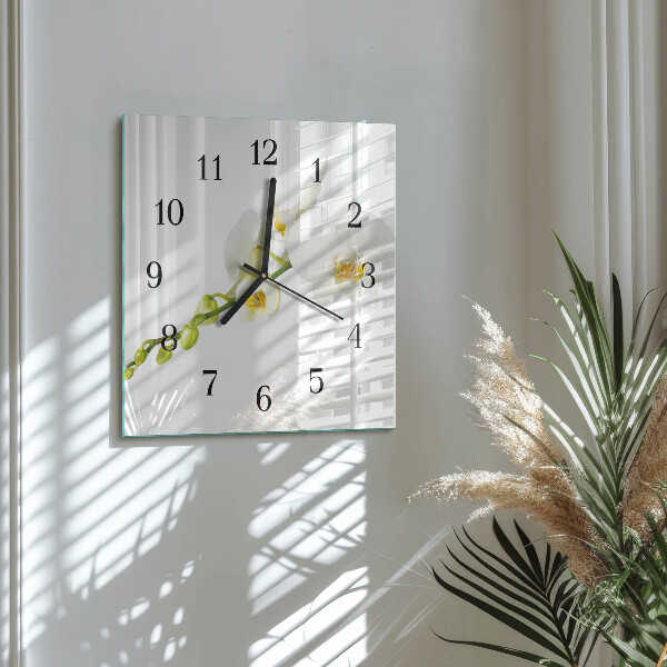 Wanduhr aus glas Orchidee