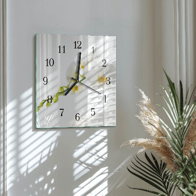 Wanduhr aus glas Orchidee