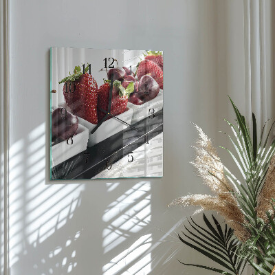 Wanduhr aus glas Erdbeeren