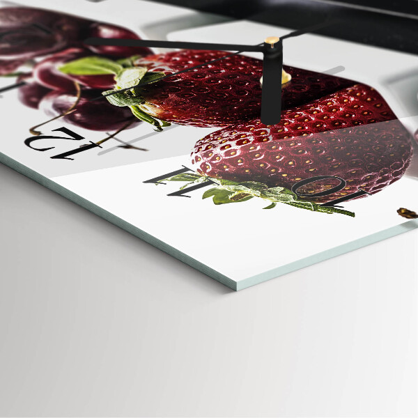 Wanduhr aus glas Erdbeeren