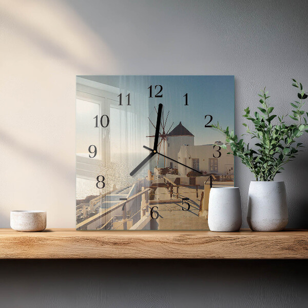 Wanduhr aus glas Santorini
