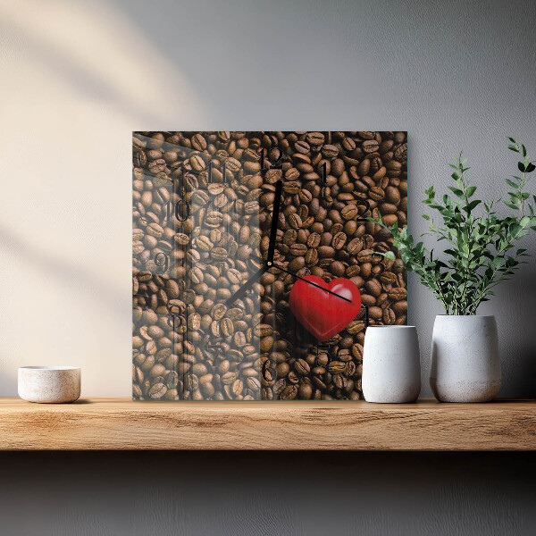 Wanduhr aus glas Kaffeebohnen