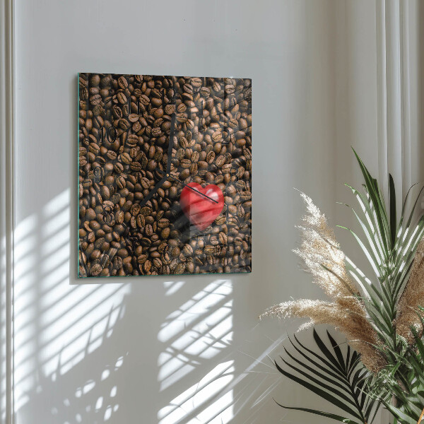 Wanduhr aus glas Kaffeebohnen