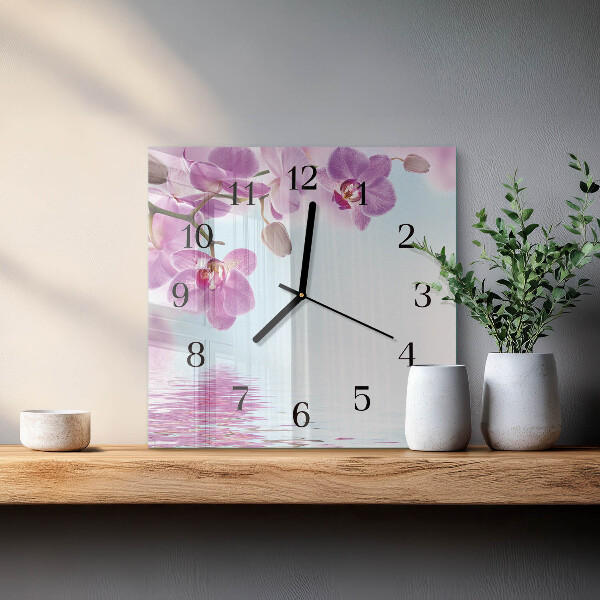Wanduhr aus glas Orchidee